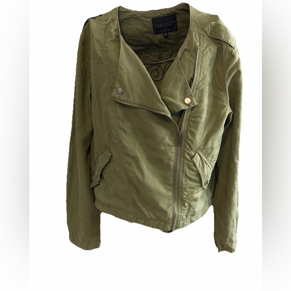 Sanctuary Jackets & Blazers - Sanctuary Lightweight Tencel Moto Jacket Olive  Green XL